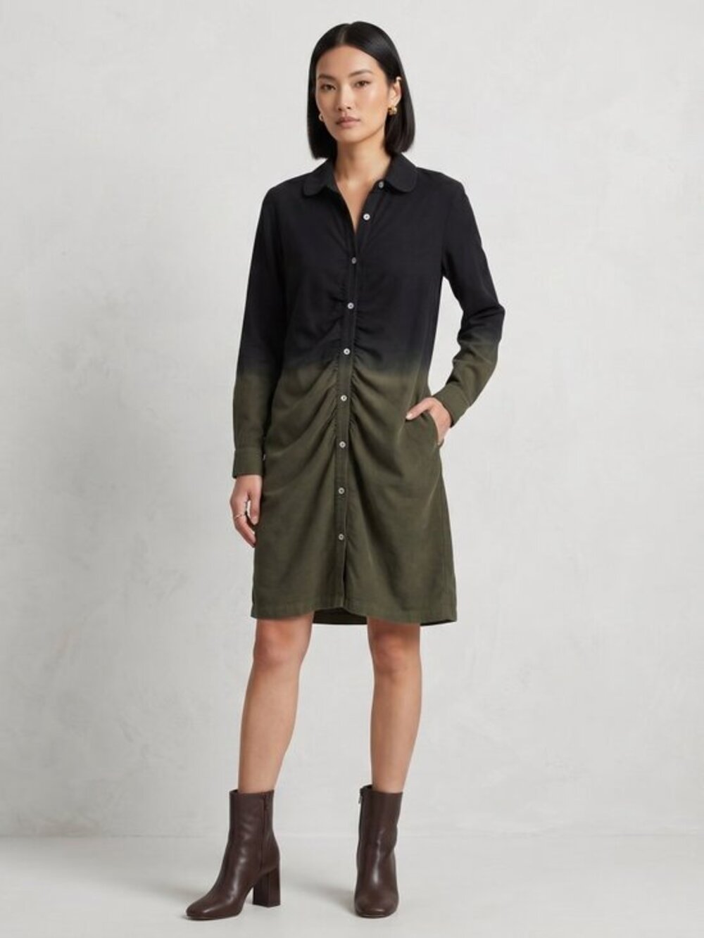 Luna luz ombré Black and Green cord Button-Down Dress size large